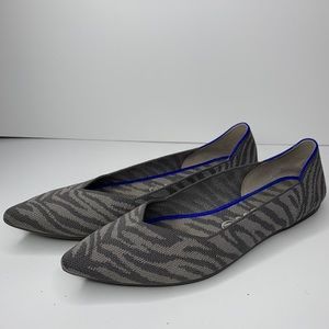 ROTHYS Retired Grey Zebra Points Red Heel Stripe